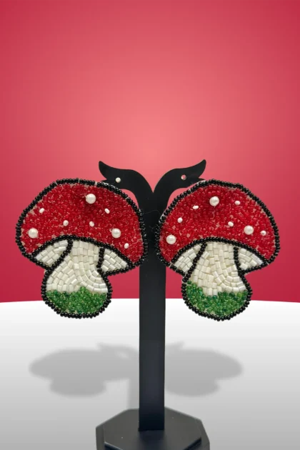 Mushroom Beaded Earrings